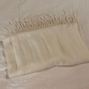 Cream Fringe Scarf - Soft Lightweight Wrap